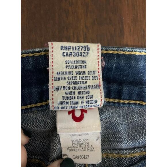 True Religion Jeans Raw Hem Women 25 Y2K Grunge Western Cowgirl Boho Aztec Rodeo - Picture 13 of 13